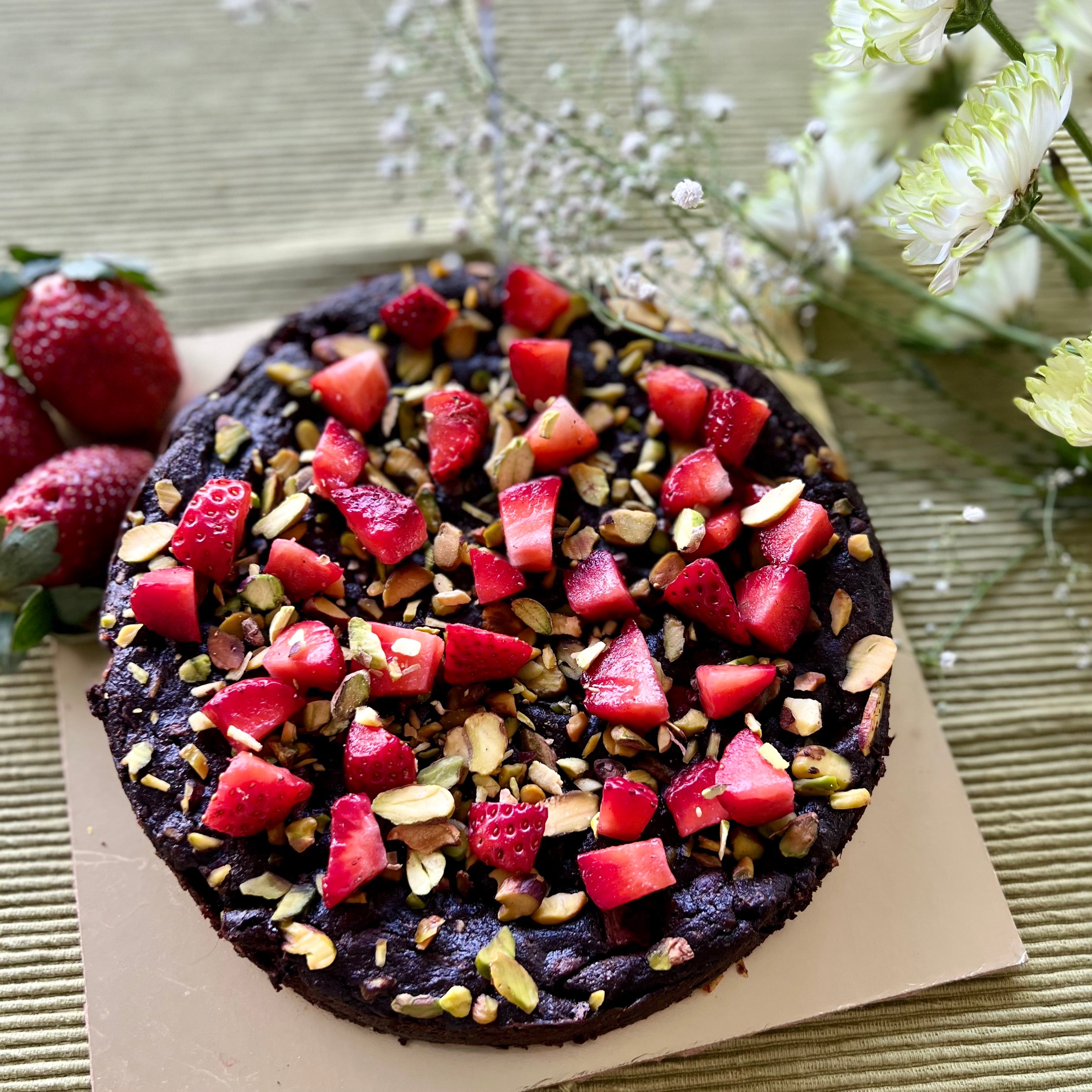 Strawberry Pistachio Chocolate Cake